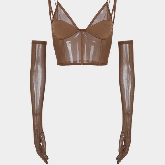 Cape clique crop top with long gloves size M - Picture 1 of 9